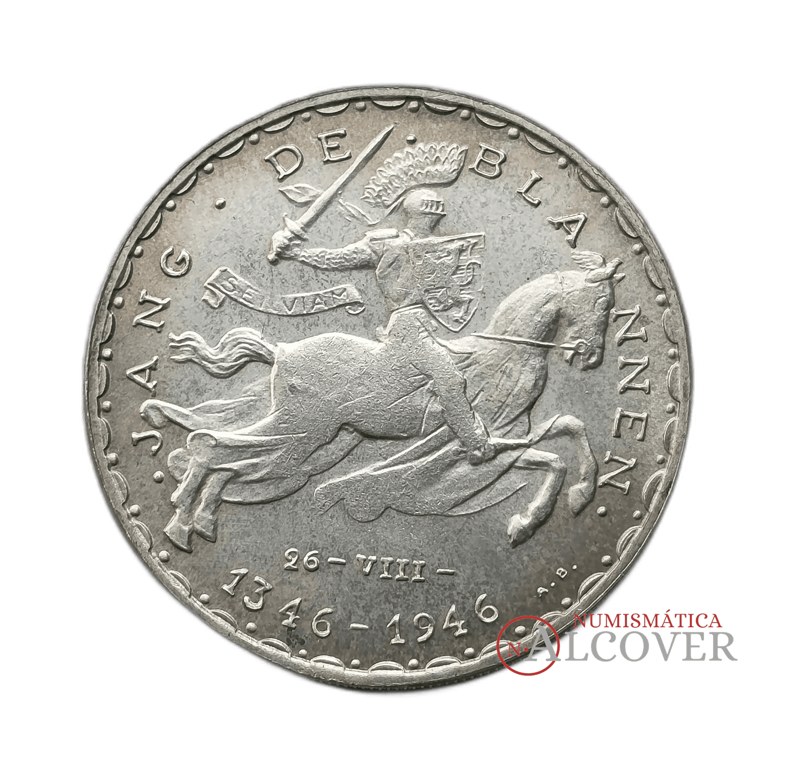 LUXEMBURGO 50 francos 1946 Juan el Ciego batalla de Crécy KM 48 plata SC- - Imagen 2