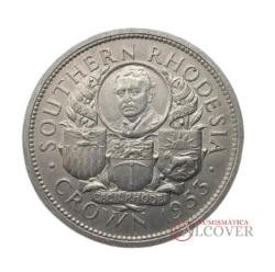 RODESIA DEL SUR 1 corona 1953 Isabel II Cecil Rhodes KM 27 plata EBC