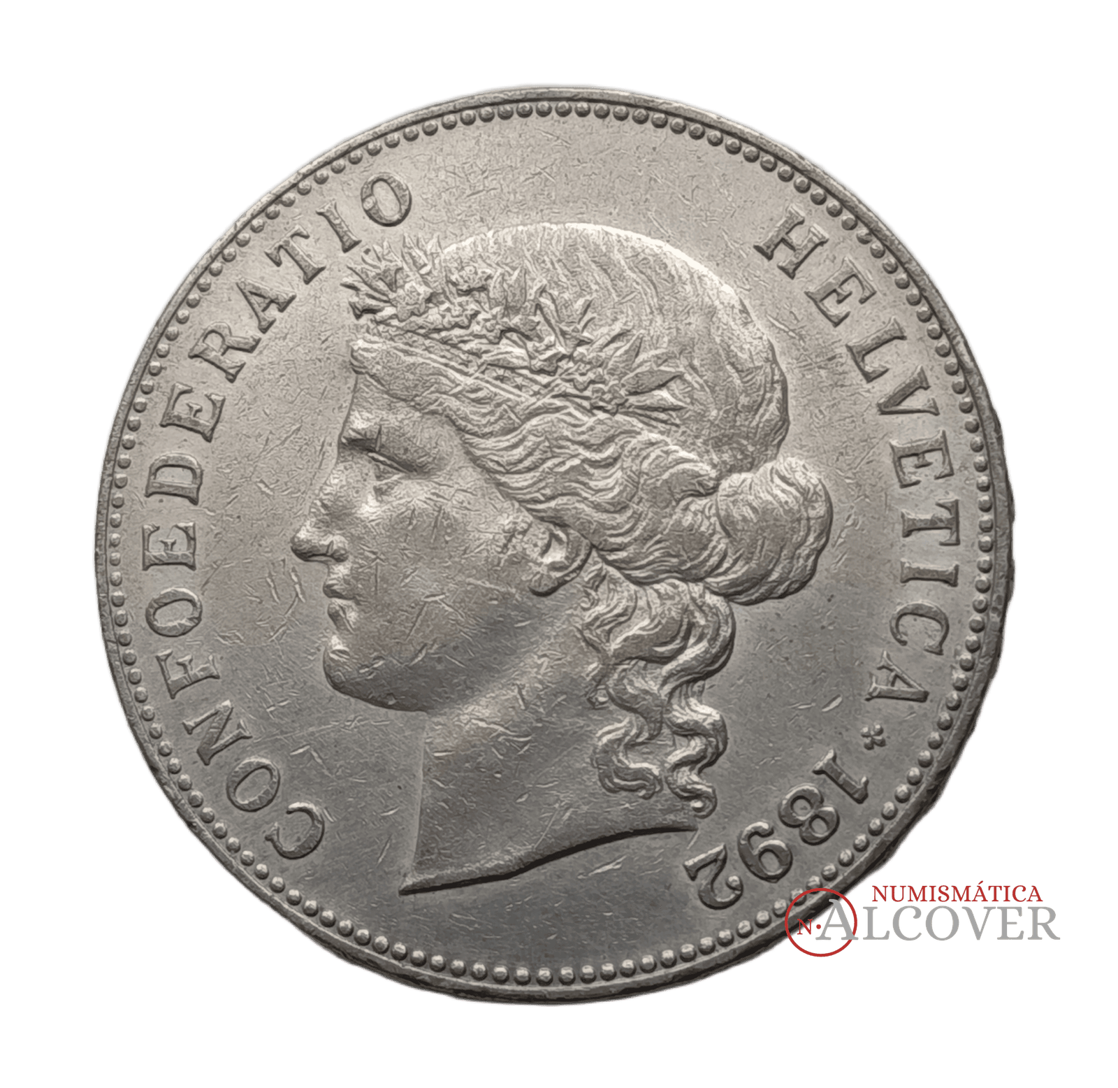 SUIZA 5 Francos 1892 B Berna km#34 MBC+