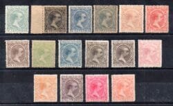 ESPAÑA Alfonso XIII tipo Pelón 1889 Edifil 213/228 serie completa * Centraje Lujo