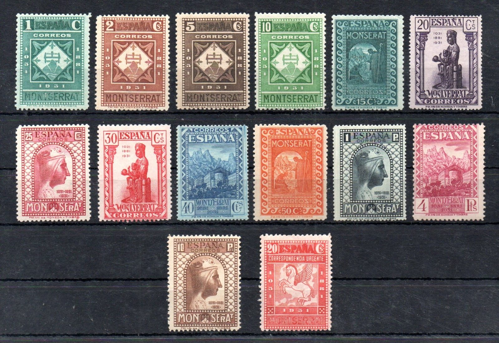 ESPAÑA IX Centenario del Monasterio de Montserrat 1931 Edifil 636/649 */**