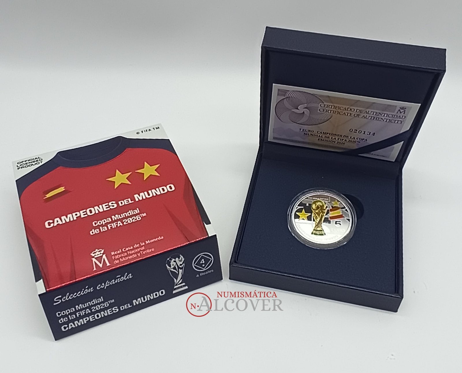 ESPAÑA 5 euros 2026 Campeones del Mundo FIFA plata Proof