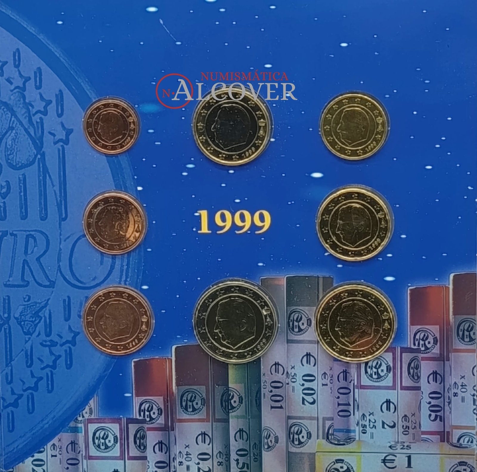 BÉLGICA Serie de euros 1999 de 1 céntimo a 2 euros SC