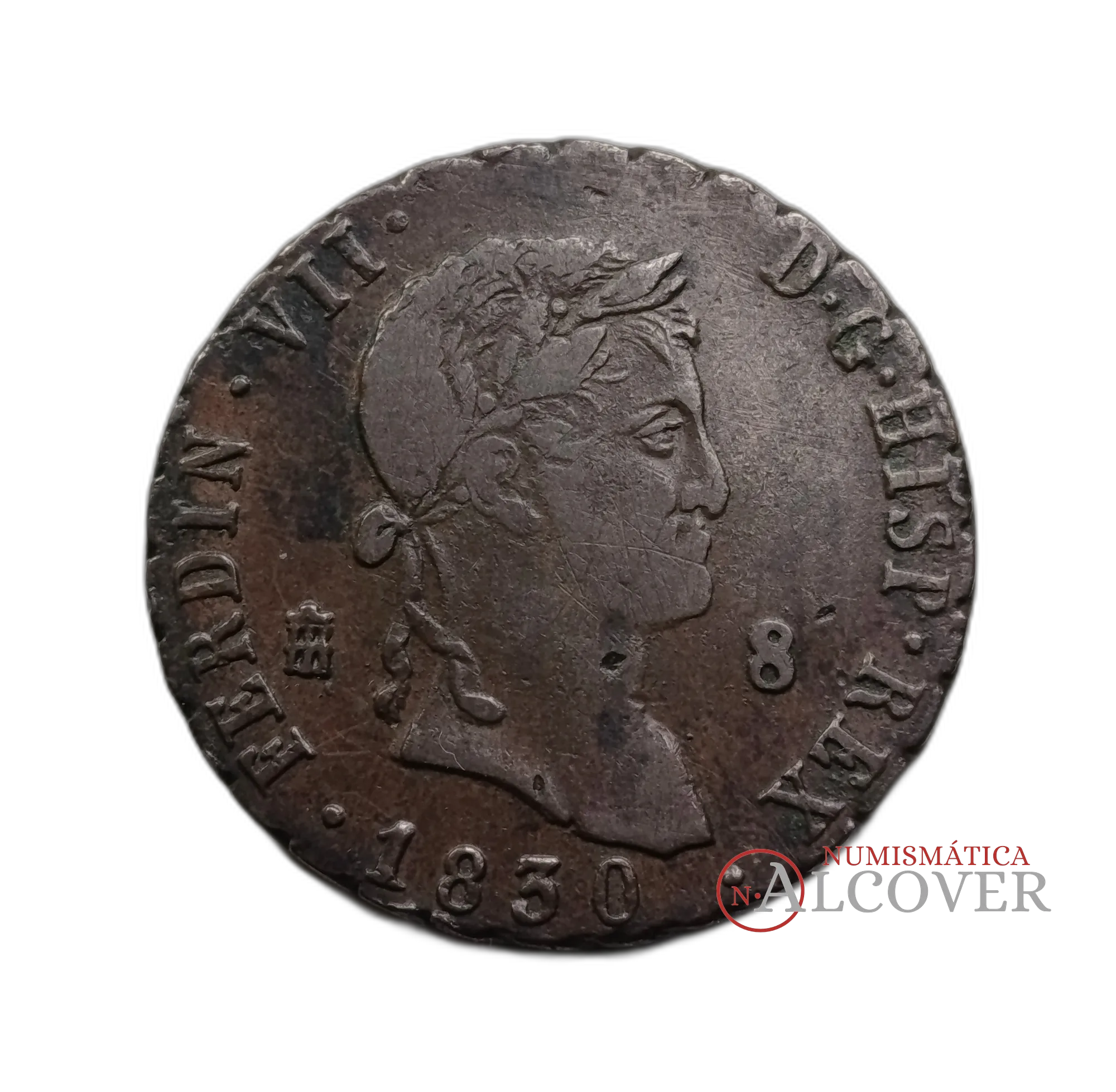 ESPAÑA FERNANDO VII 8 Maravedís 1830 Segovia MBC