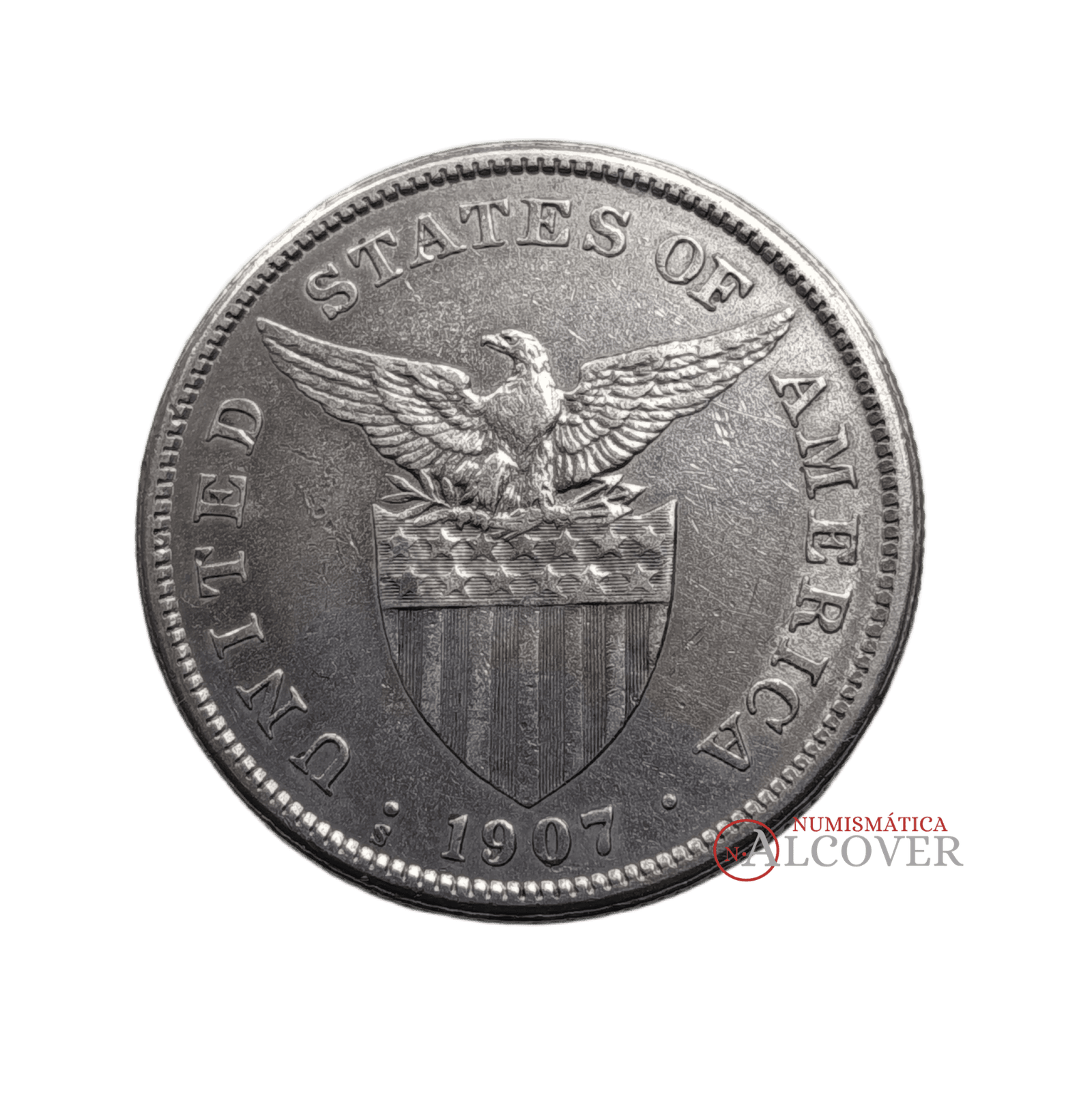 FILIPINAS Administración estadounidense 1 Peso 1907-S KM#172 EBC - Imagen 2