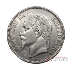 FRANCIA Napoleón III 5 Francos 1870 BB KM#799.2