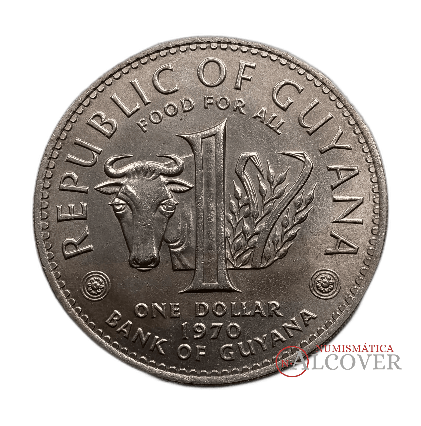 GUYANA 1 Dólar 1970 FAO Alimentos para todos KM#36 SC - Imagen 2
