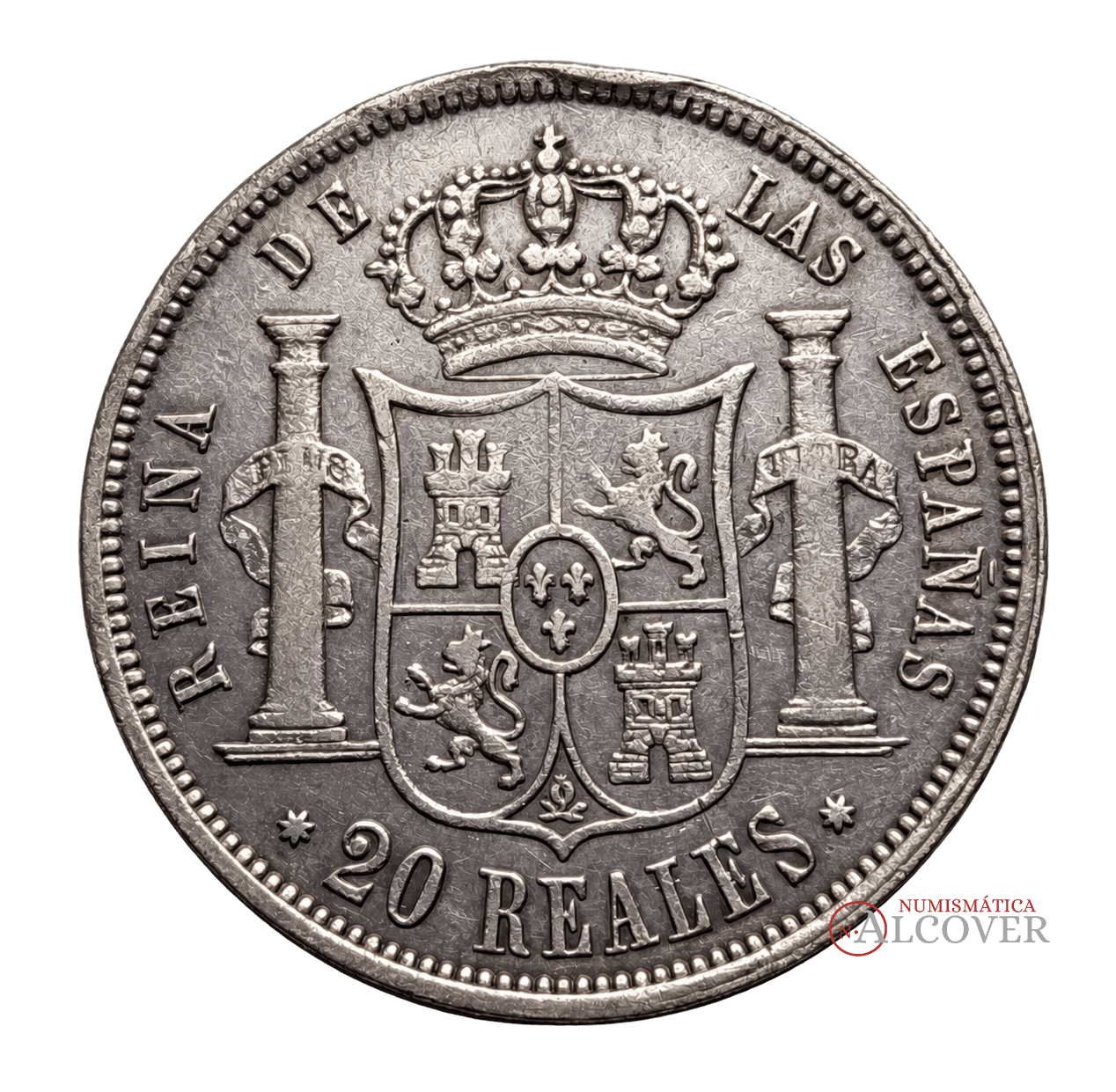ESPAÑA Isabel II 20 Reales 1855 Madrid A&C#597 MBC - Imagen 2