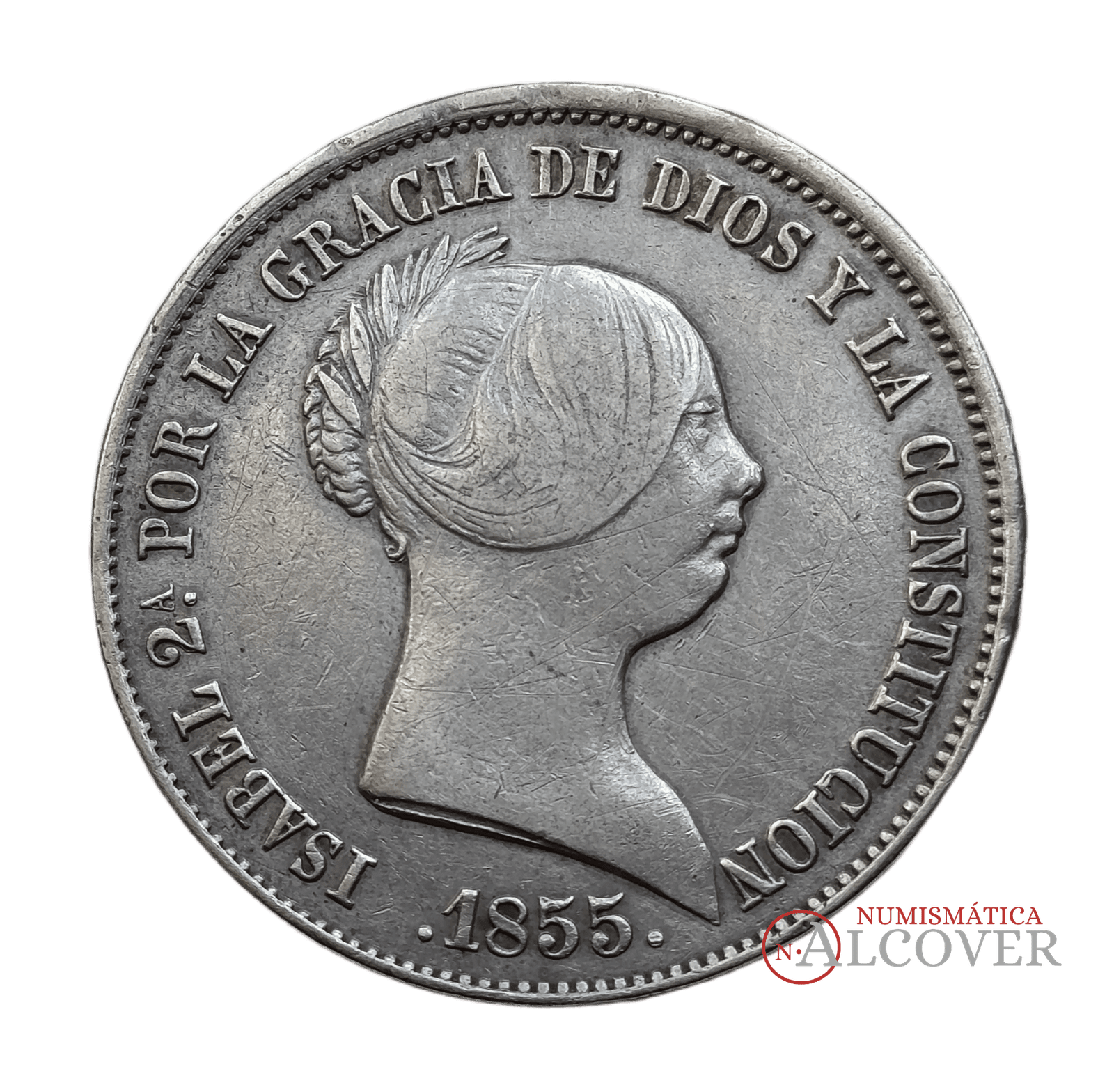 ESPAÑA Isabel II 20 Reales 1855 Madrid A&C#597 MBC