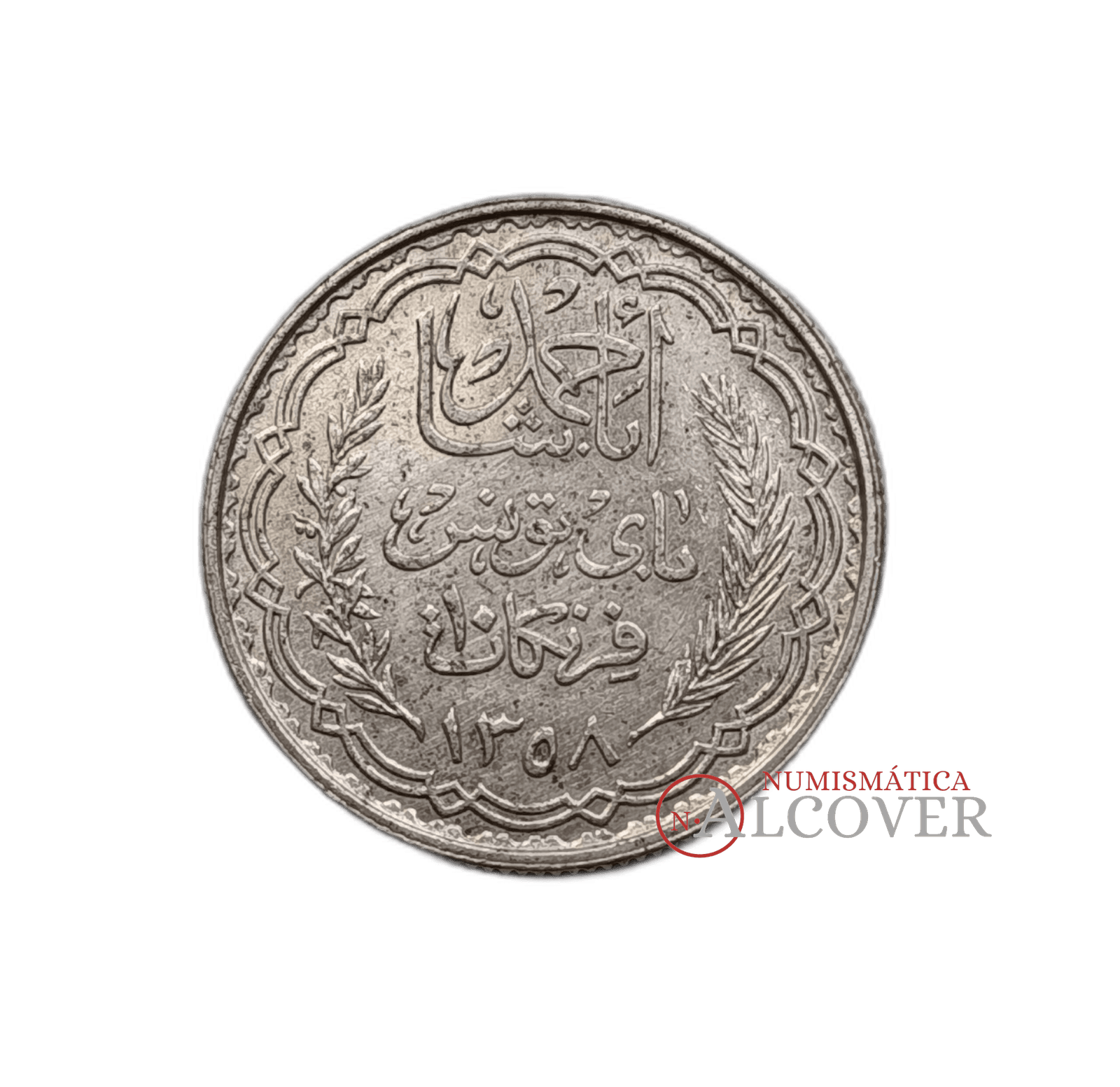 TÚNEZ 10 Francos 1939 (1358 H) Ahmad II plata KM#265 EBC