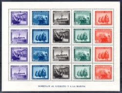 ESPAÑA Ed. 849 ** Homenaje al Ejército y la Marina 1938 Hoja bloque completa sin charnela