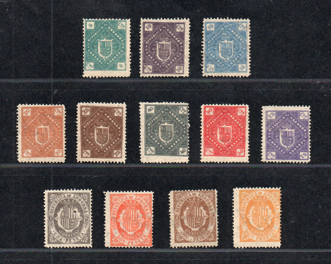 ANDORRA ESPAÑOLA Ed. NE 1/12 * Escudos 1895 Serie completa nueva con charnela
