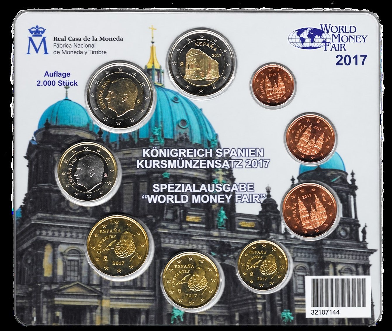 ESPAÑA Cartera Euroset 2017 World Money Fair Berlín Santa María del Naranco SC