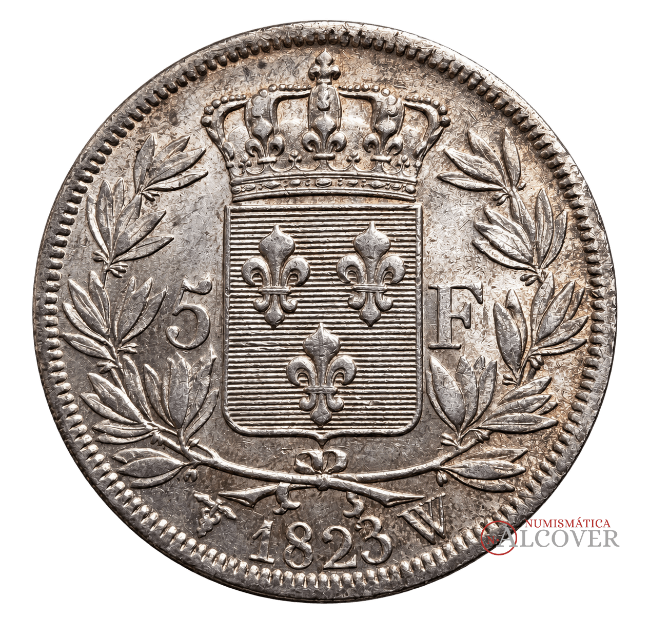 FRANCIA Luis XVIII 5 Francos 1823 W Lille KM 711.13 EBC - Imagen 2