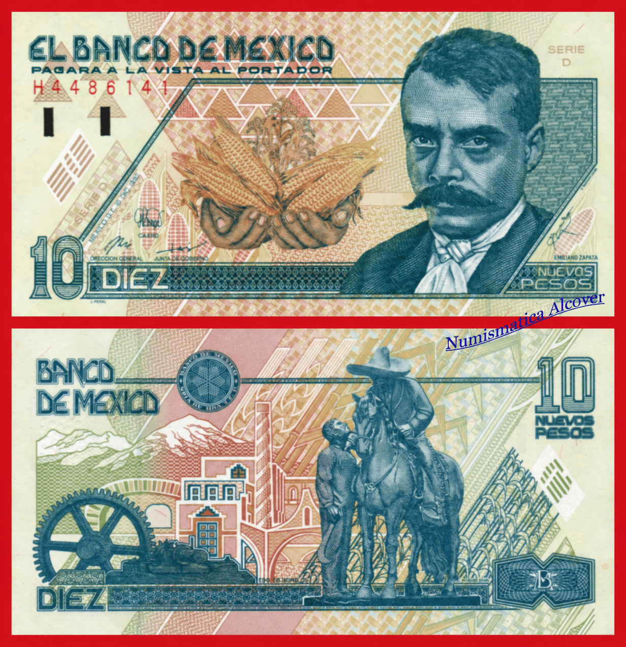 MÉXICO 10 Nuevos pesos 1992 Zapata Pick 99 SC