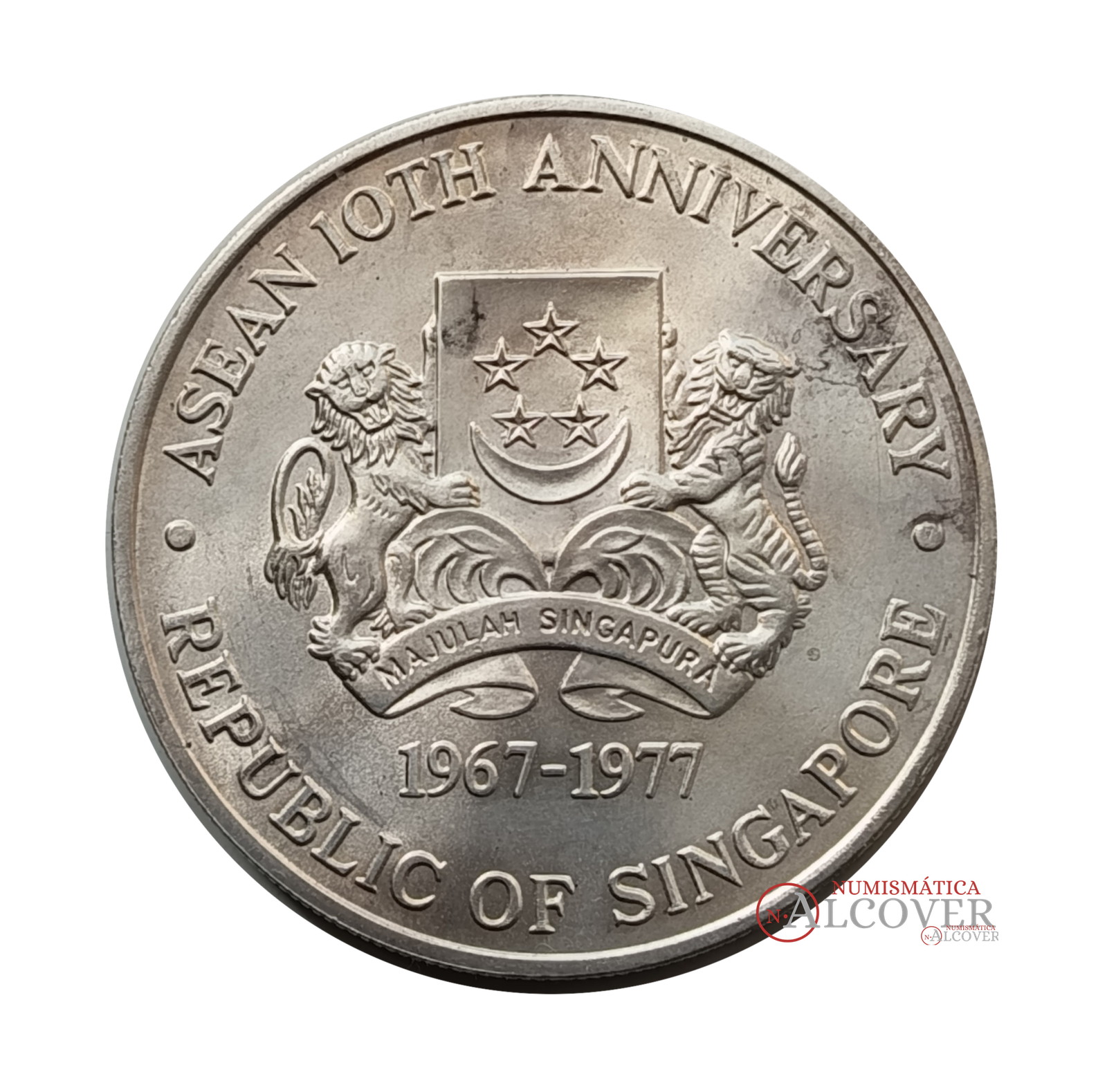 SINGAPUR 10 Dólares 1977 10.º aniversario de la ASEAN KM 16 SC