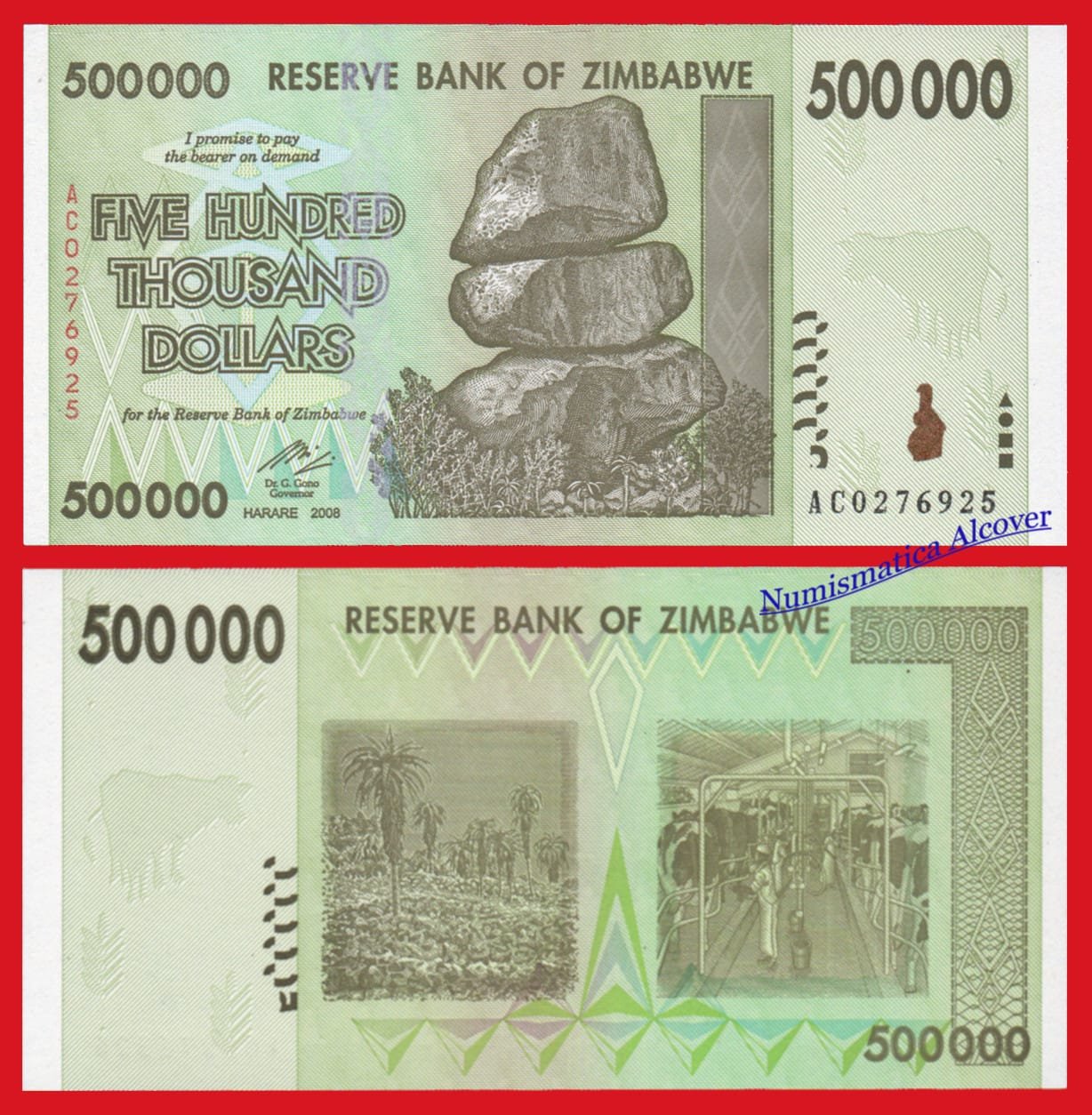 ZIMBABUE 500000 Dólares 2008 Pick 76 SC